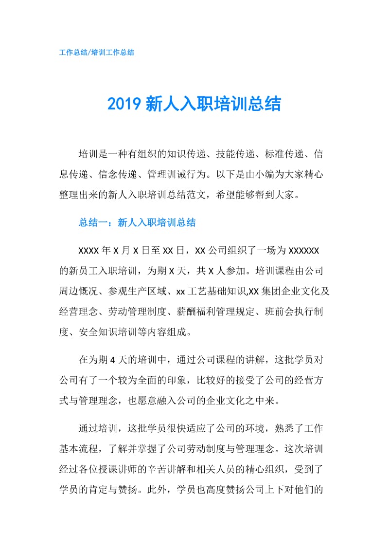 2019新人入职培训总结.doc_第1页