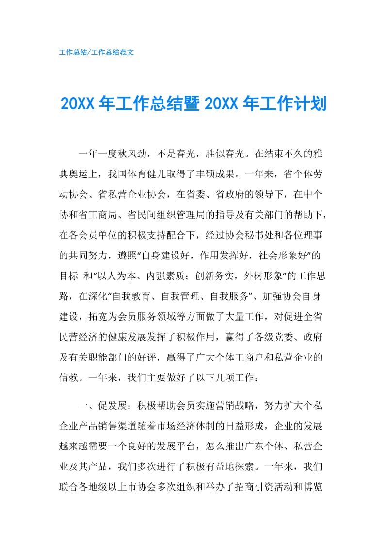 20XX年工作总结暨20XX年工作计划.doc_第1页