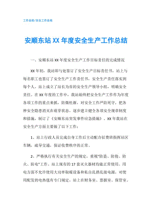 安顺东站XX年度安全生产工作总结.doc