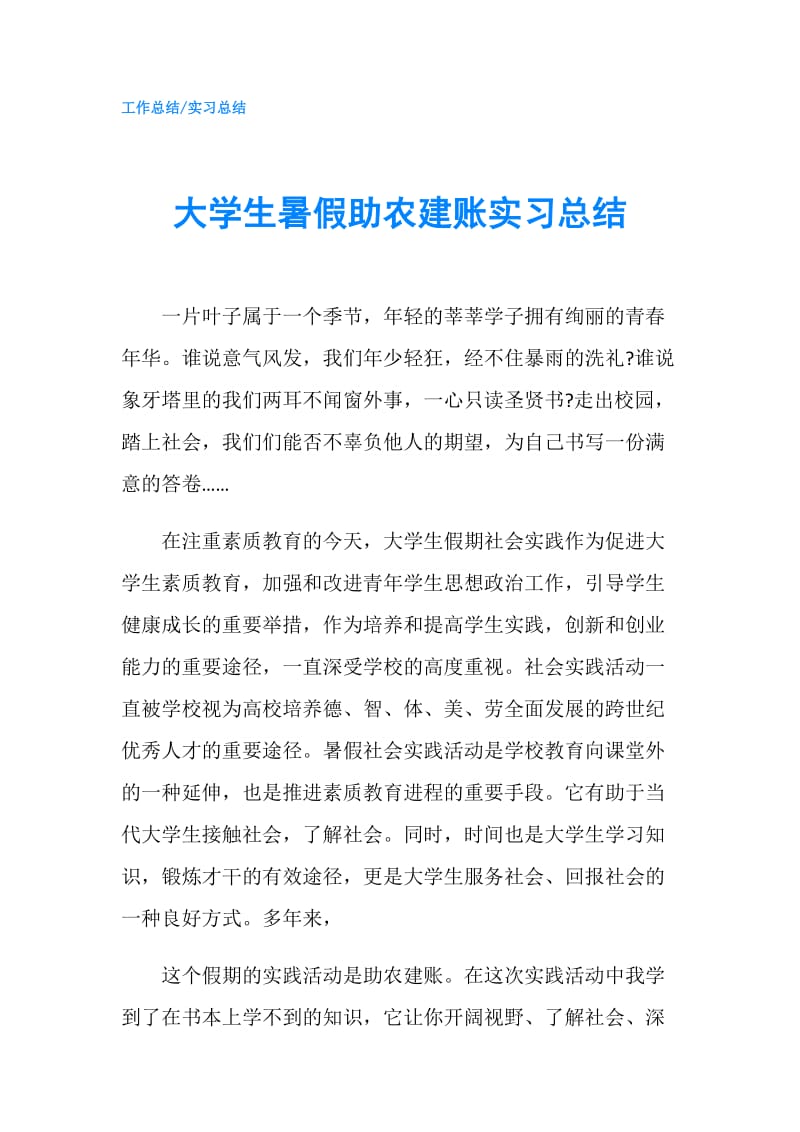 大学生暑假助农建账实习总结.doc_第1页