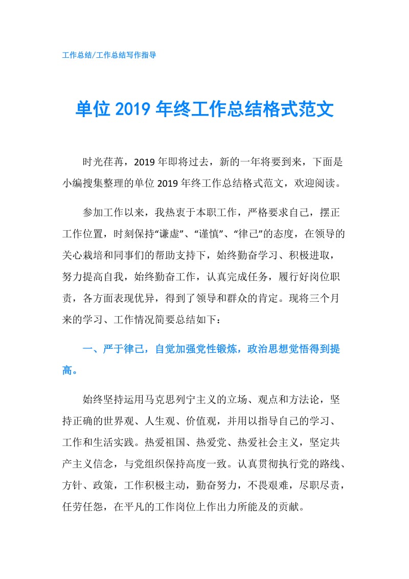 单位2019年终工作总结格式范文.doc_第1页