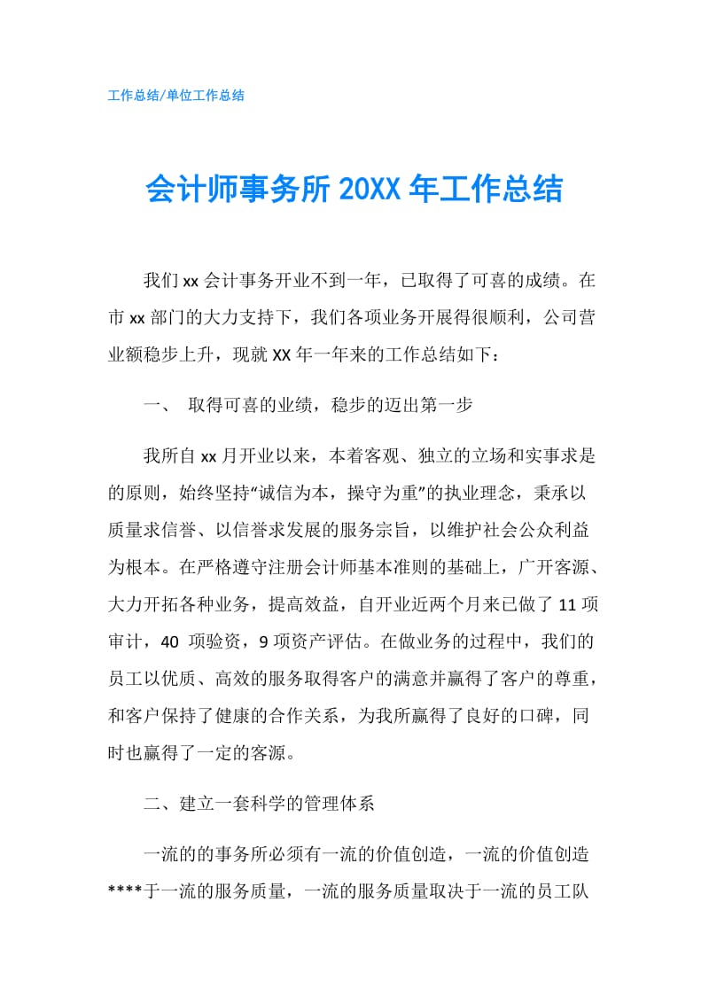 会计师事务所20XX年工作总结.doc_第1页