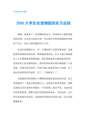 20XX大学生在宠物医院实习总结.doc