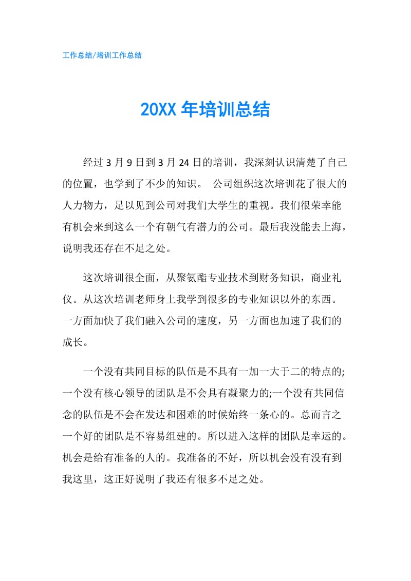 20XX年培训总结.doc_第1页