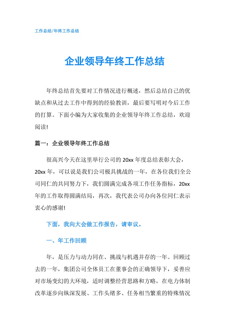 企业领导年终工作总结.doc_第1页