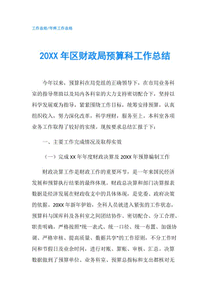 20XX年区财政局预算科工作总结.doc