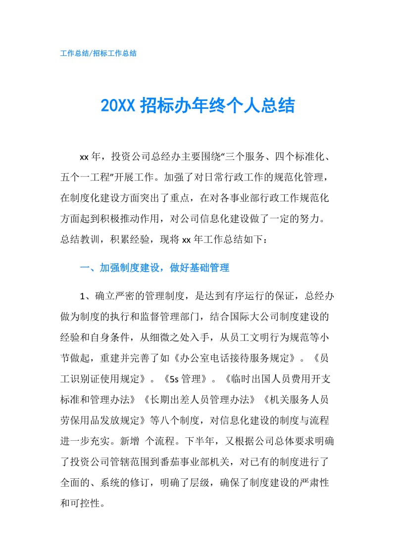 20XX招标办年终个人总结.doc_第1页