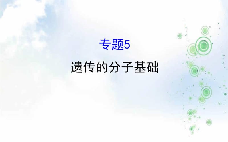 2019版高中生物二轮复习课件：专题五+遗传的分子基础.pdf_第1页