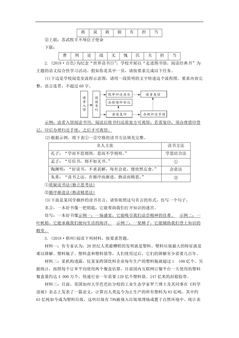 广西专用2019中考语文二轮新优化第3部分综合性学习真题精选.doc_第2页