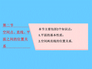 高考数学（理）大一轮复习课件：第八章+立体几何+第二节+空间点、直线、平面之间的位置关系+.ppt