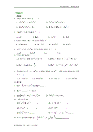 整式的除法（基础）巩固练习.doc