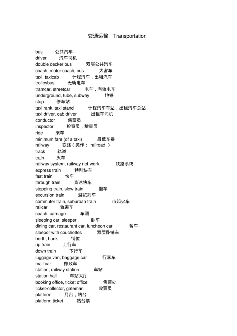 交通运输英语口语词汇.pdf_第1页