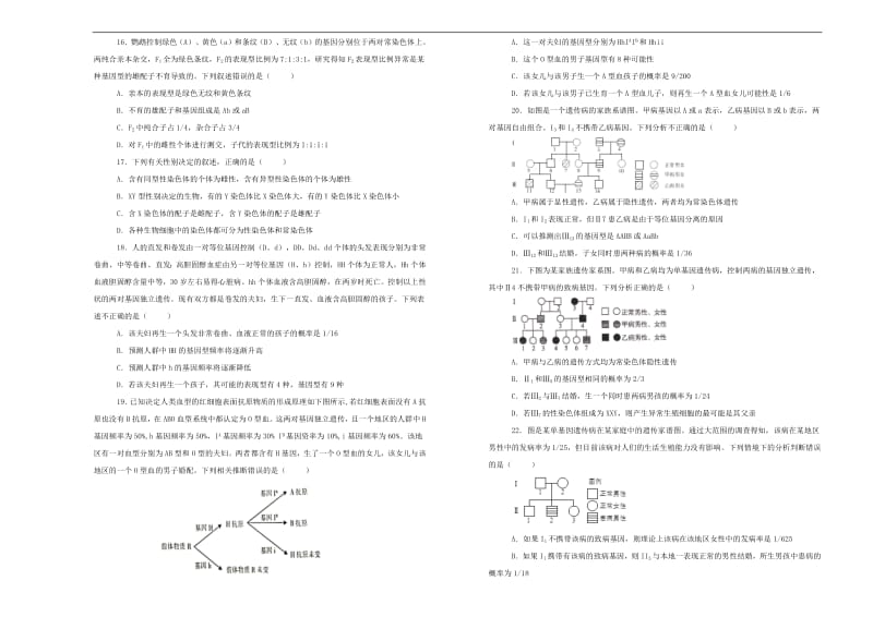 备战2020年高考生物一轮复习单元训练金卷第五单元遗传的基本规律B卷含解析2.pdf_第3页