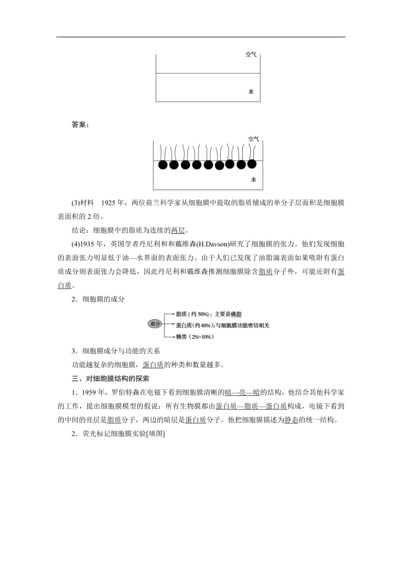 2019-2020学年（新教材）生物人教版必修1学案：3.1 细胞膜的结构和功能 Word版含解析.pdf_第2页