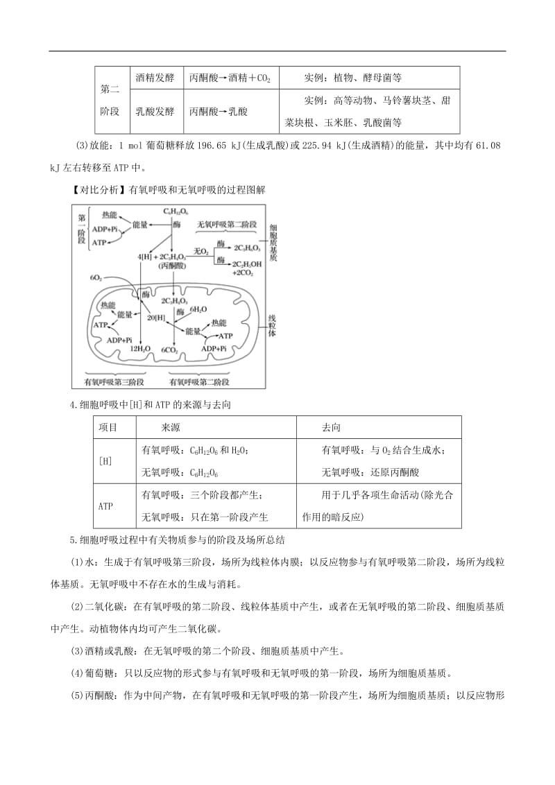 2020年高考生物一轮复习专题3.2ATP与细胞呼吸精讲含解析.pdf_第3页