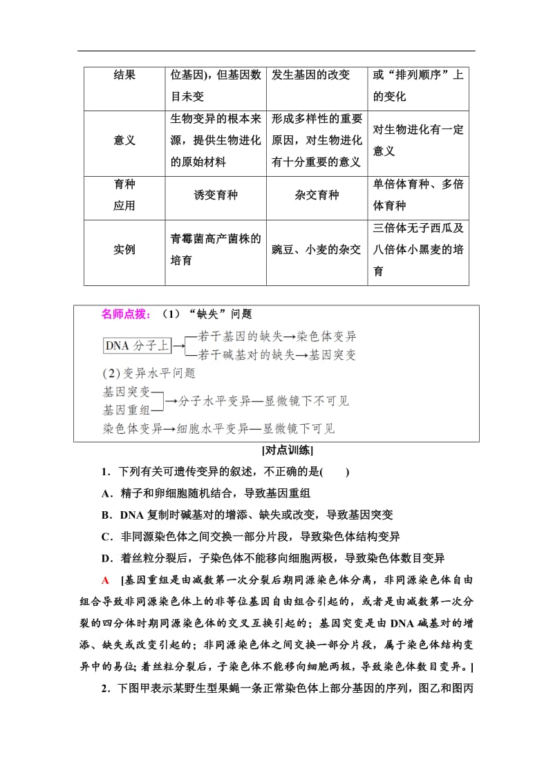 2019-2020学年中图版生物必修二讲义：第3单元 素能提升课 界定生物的变异类型 Word版含答案.pdf_第2页