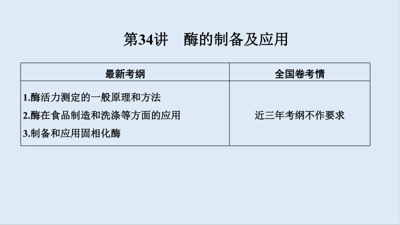 2020版生物高考新素养总复习中图版课件：第34讲 酶的制备及应用 .pdf_第1页