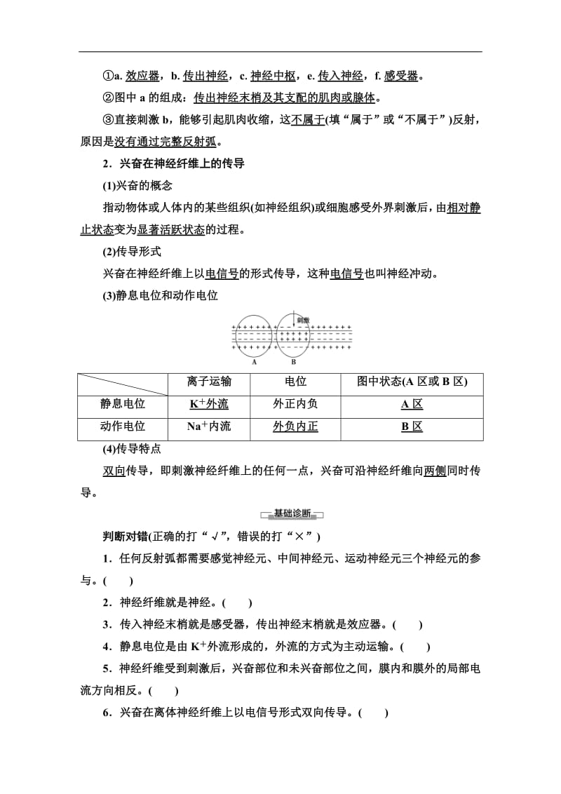 2019-2020学年人教版生物必修三讲义：第2章 第1节　通过神经系统的调节（一） Word版含答案.pdf_第2页