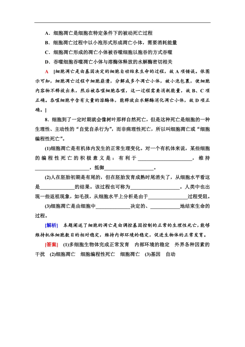 2019-2020学年中图版生物必修一课时分层作业：19　细胞的衰老和凋亡 Word版含解析.pdf_第3页