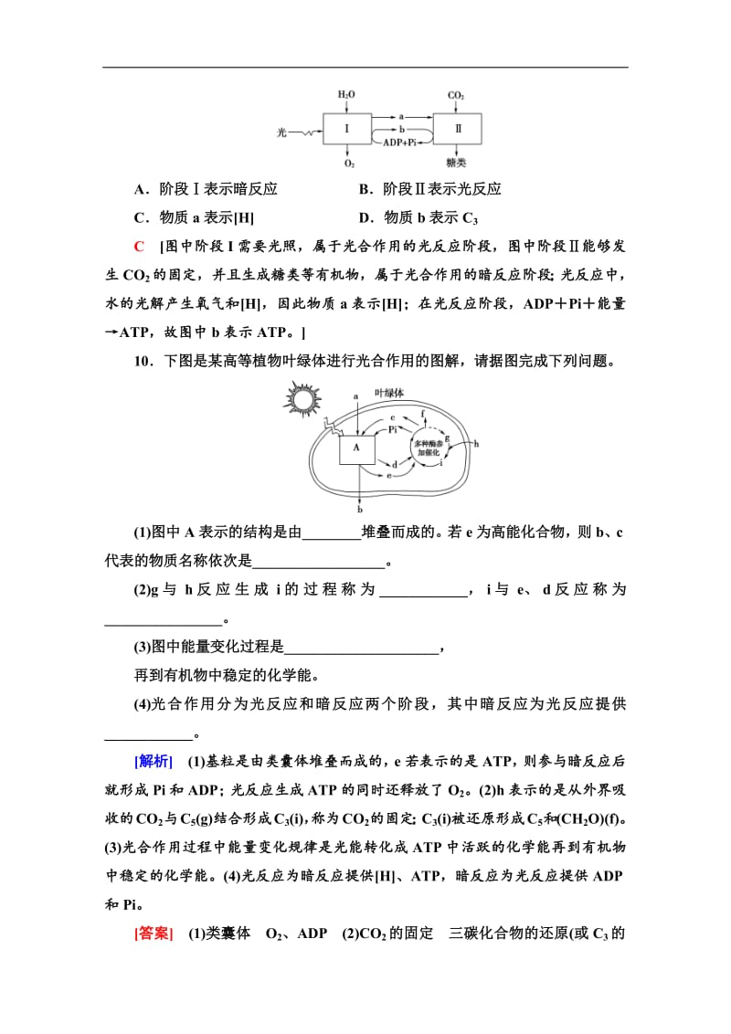 2019-2020学年人教版生物必修一课时分层作业：19　光合作用的探究历程和过程 Word版含解析.pdf_第3页