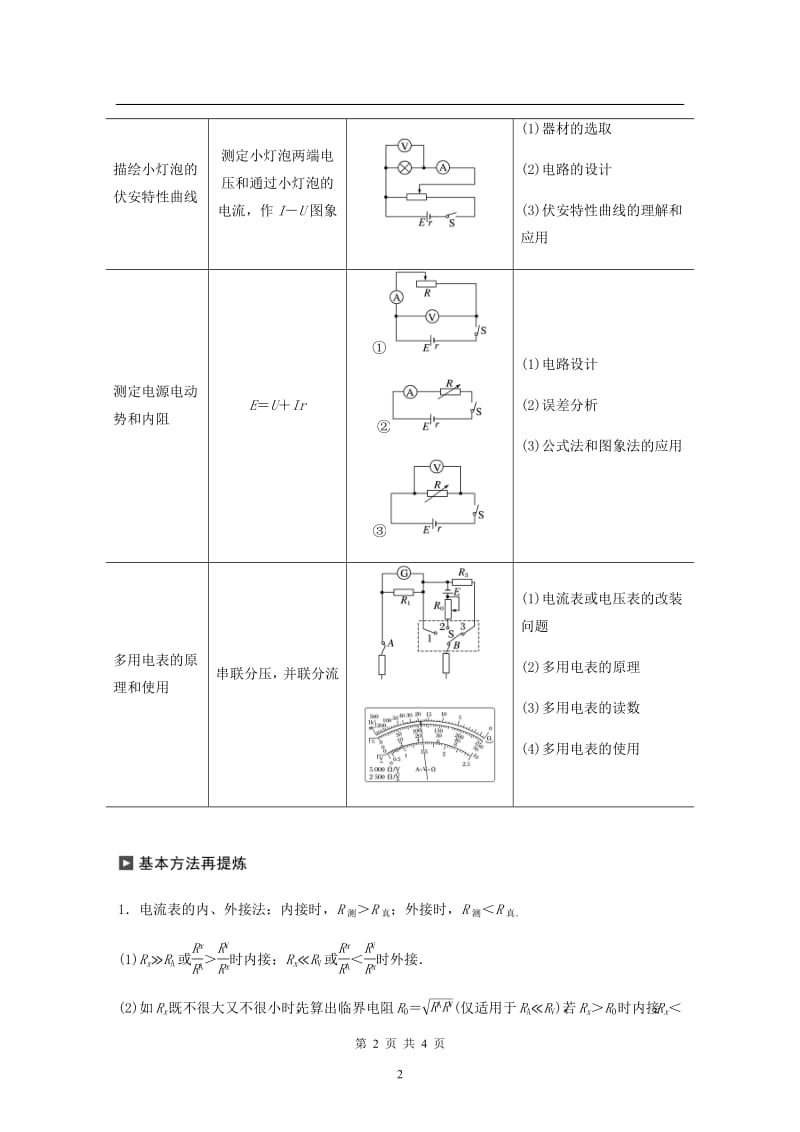 （通用版）2020高考物理二轮复习考前十天回扣回扣点：八电学实验教案.pdf_第2页