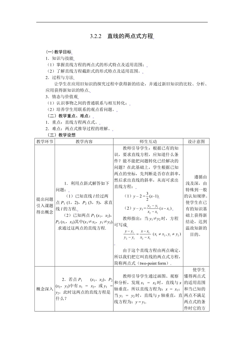 3.2.2直线的两点式方程-教案.doc_第1页