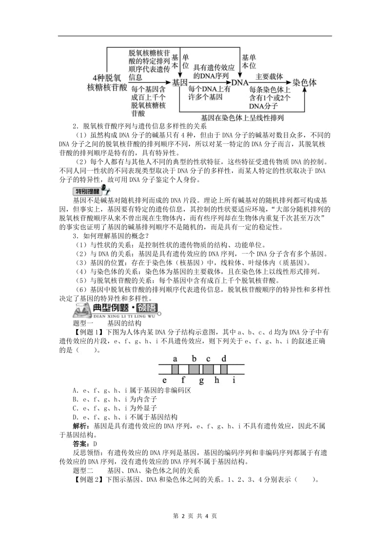 高中生物第三单元第二章第一节认识基因学案含解析中图版必修22.doc_第2页