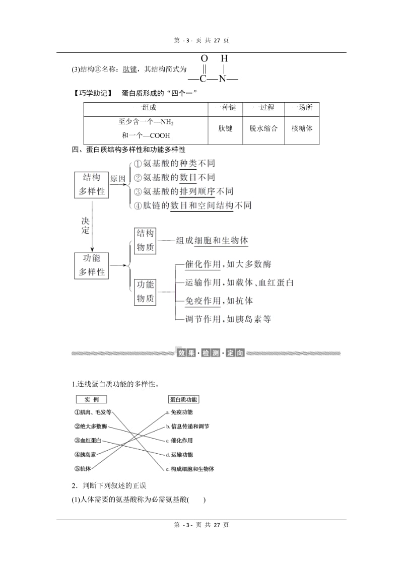 2019-2020学年（新教材）生物人教版必修1学案：2.4 蛋白质是生命活动的主要承担者 Word版含解析.doc_第3页