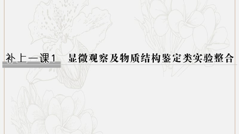 2019版高考生物一轮复习第二单元细胞的自我保障补上一课1显微观察及物质结构鉴定类实验整合课件中图版201909171333.pptx_第1页