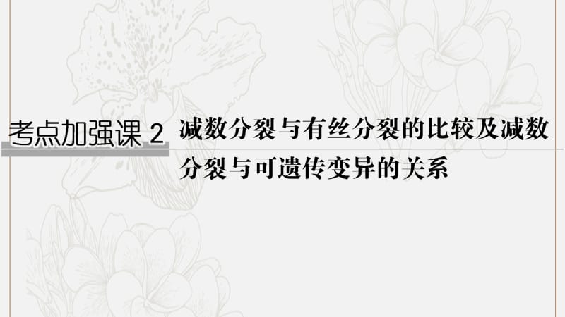 2019版高考生物一轮复习第五单元细胞的生命历程考点加强课2减数分裂与有丝分裂的比较及减数分裂与可遗传变异的关系课件中图版.pptx_第1页