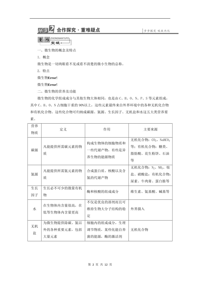 2019-2020学年高中生物第1章第1节微生物的分离和纯培养检测含解析中图版选修1.doc_第2页