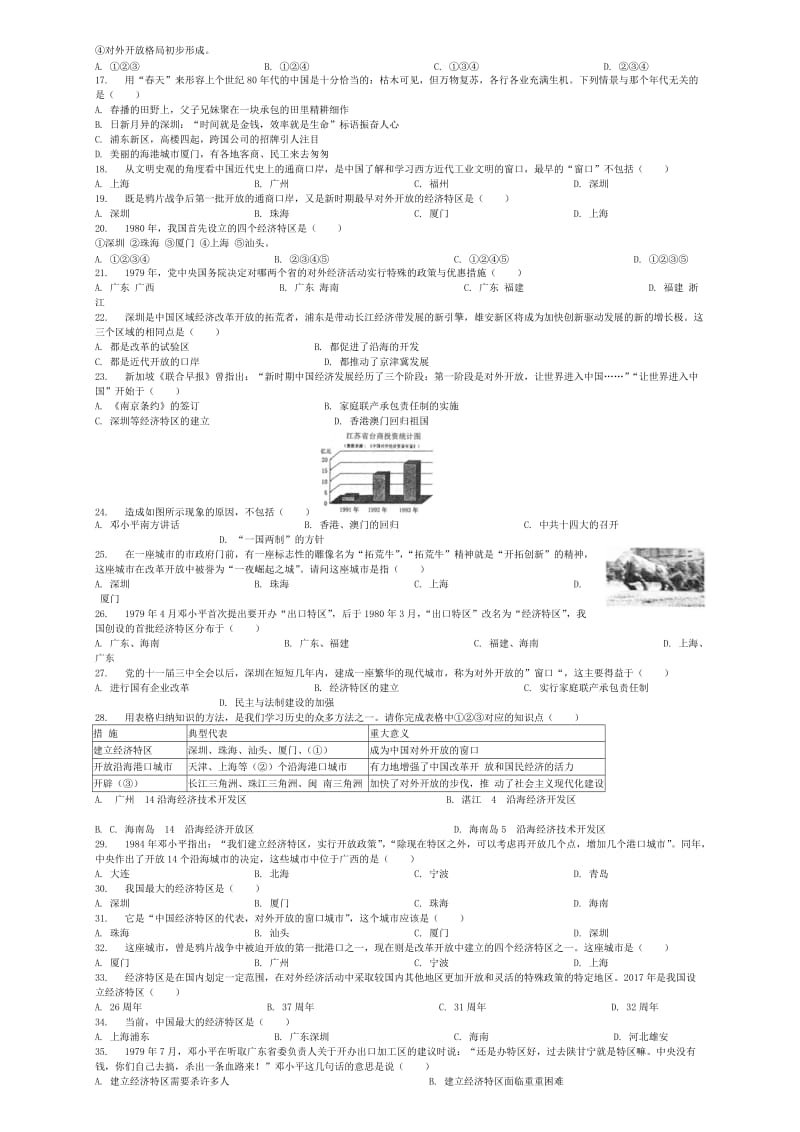 [最新]全国通用中考历史专项练习改革开放深圳经济特区的建立含解析.doc_第2页