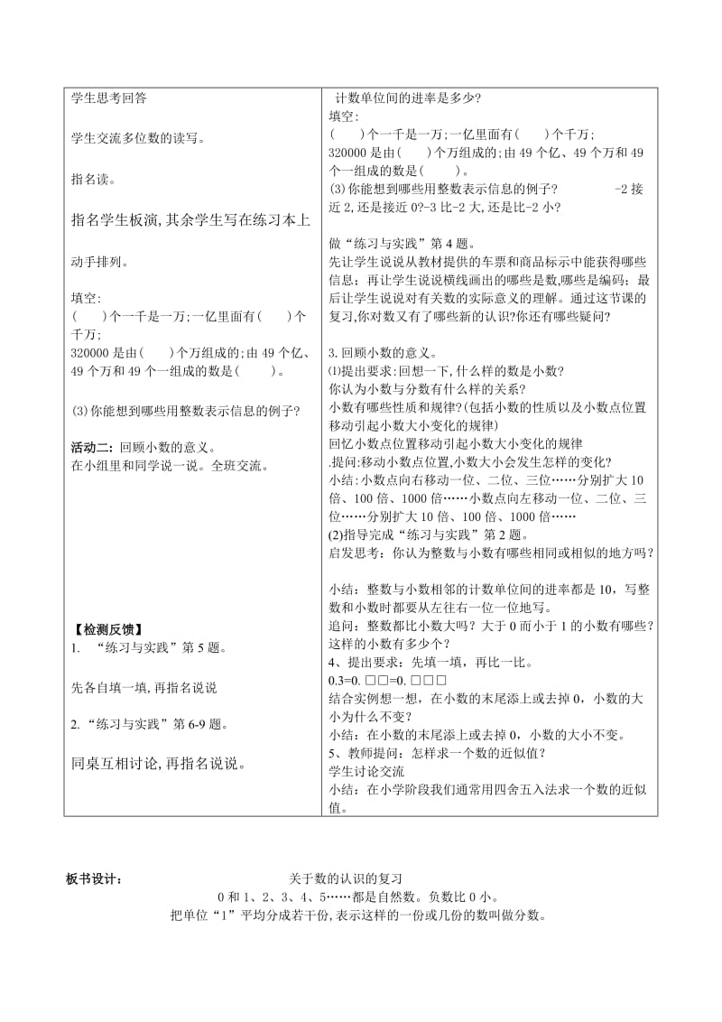 精校版【苏教版】六年级数学下册全册教案总复习 数与代数.doc_第2页