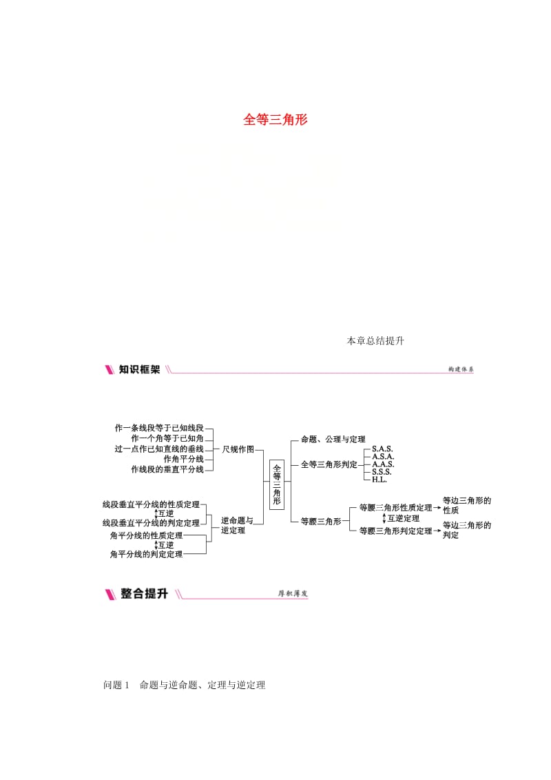 最新 八年级数学上册第13章全等三角形本章总结提升练习新版华东师大版.doc_第1页