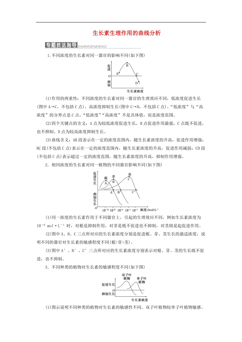 2019-2020学年高中生物第一章小专题大智慧生长素生理作用的曲线分析教学案浙科版必修3.doc_第1页