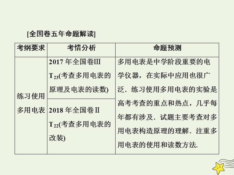 通用版2020版高考物理一轮复习实验十一练习使用多用电表课件.ppt_第3页