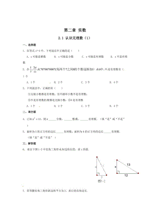 最新 北师大版八年级数学上册课时作业：2.1+认识无理数.doc