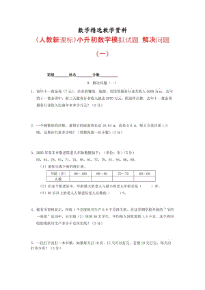 【精选】人教版六年级数学小升初专题练习：解决问题（一）.doc