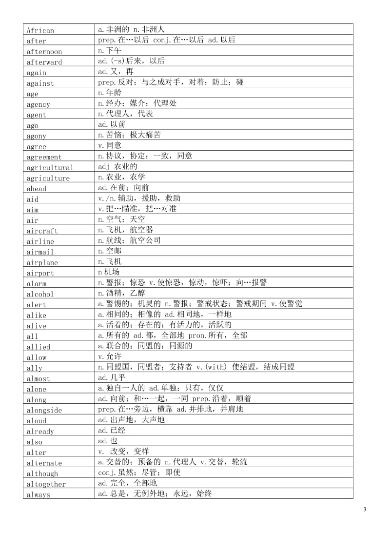 公共英语三级(pets3) 词汇 .doc_第3页