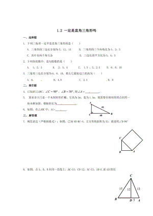 最新 北师大版八年级数学上册课时作业：1.2+一定是直角三角形吗.doc