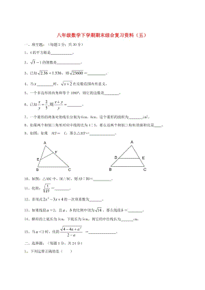 [最新]八年级数学下学期期末综合复习资料试题五.doc