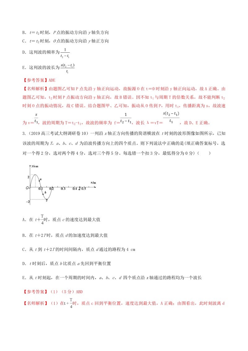 2019年高三物理一轮复习二模三模试题分项解析专题3机械振动机械波第01期含解析.pdf_第2页