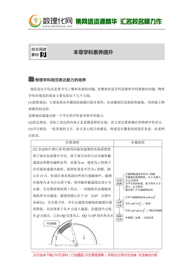 2020版物理新导学浙江选考大一轮精讲讲义：第九章 磁场 本章学科素养提升 Word版含答案.pdf_第1页