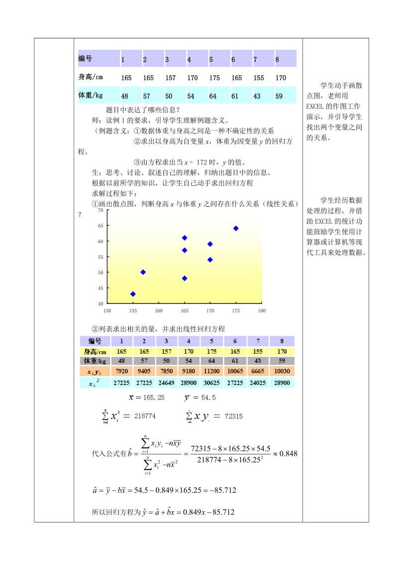 精校版人教A版数学选修1-2教案：1.1回归分析的基本思想及其初步应用（1）（含答案）.doc_第2页