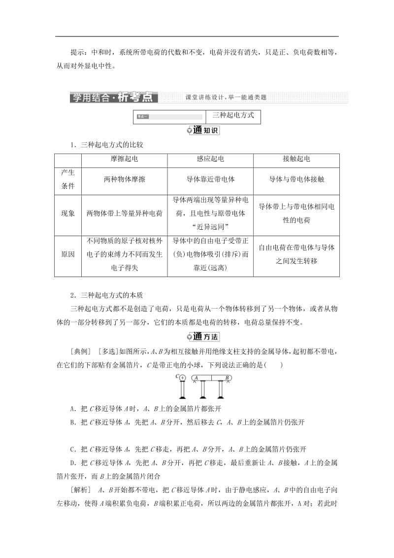 山东省专用2019_2020学年高中物理第一章静电场第1节电荷及其守恒定律讲义含解析新人教版选修3_1.pdf_第3页