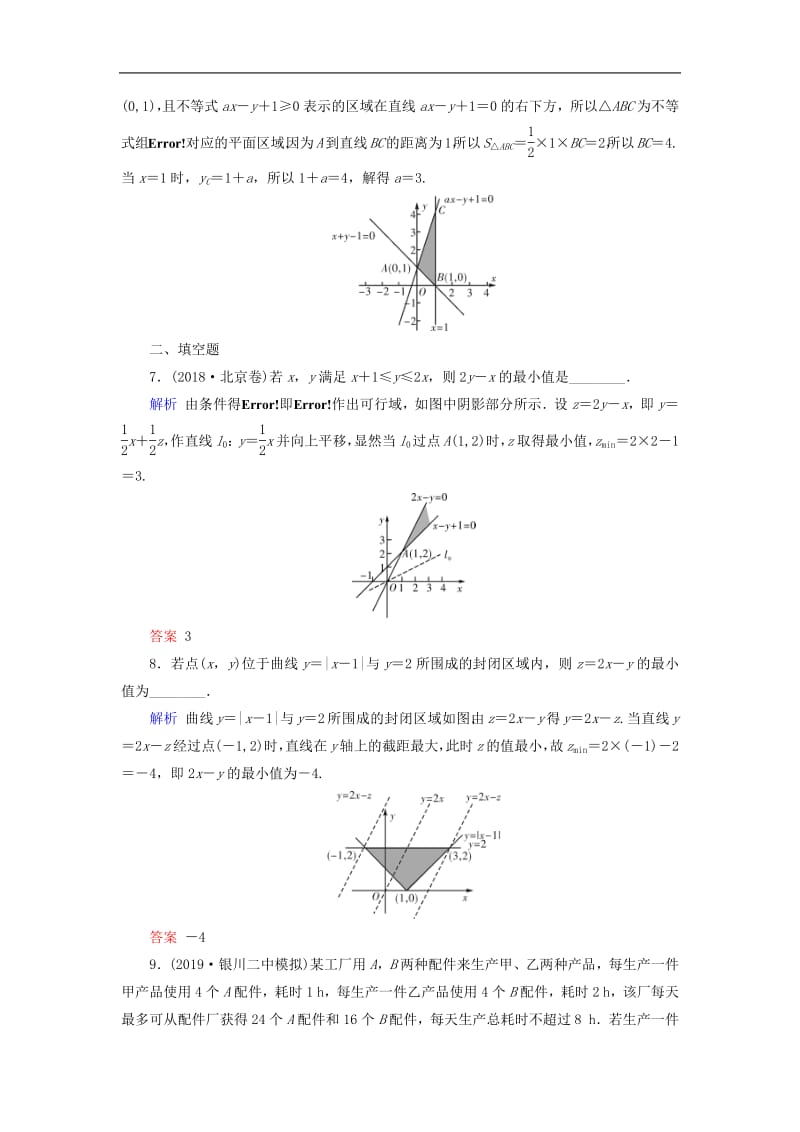 2020版高考数学大一轮复习第六章不等式推理与证明第34讲二元一次不等式组与线性规划课时达标理含解析新人教A版.pdf_第3页