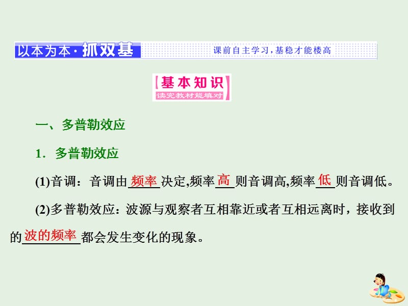 山东省专用2019-2020学年高中物理第十二章机械波第56节多普勒效应惠更斯原理课件新人教版选修3.ppt_第2页