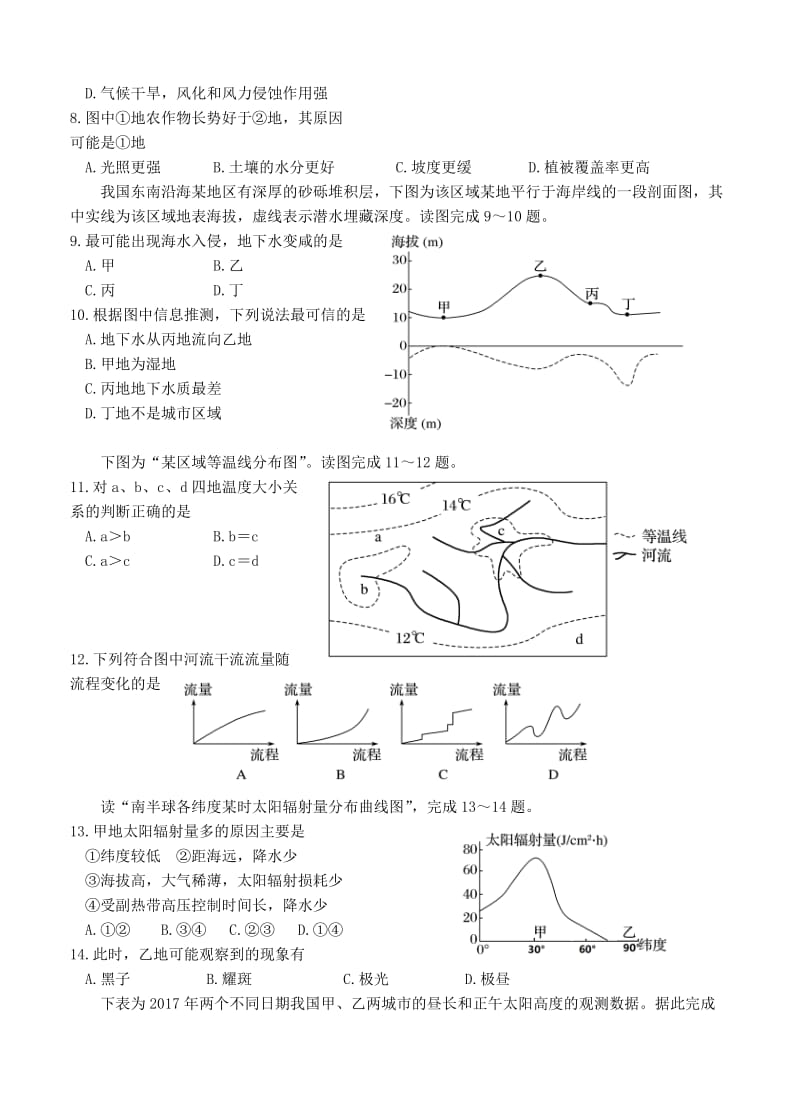 【最新】云南省玉溪市一中高三上学期第二次调研考试地理试卷及答案.doc_第2页