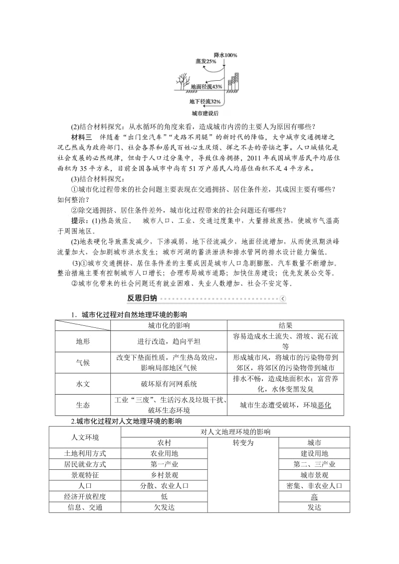 【最新】优化方案高中地理湘教版必修二学案 第二章 城市与环境 第三节城市化过程对地理环境的影响.doc_第3页