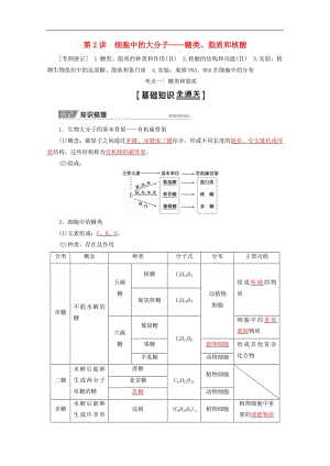 2020版高考生物一轮复习第1单元第2讲细胞中的大分子__糖类脂质和核酸教学案苏教版必修.pdf